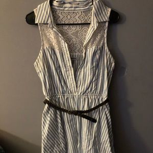 Baby blue and white stripped sleeveless dress